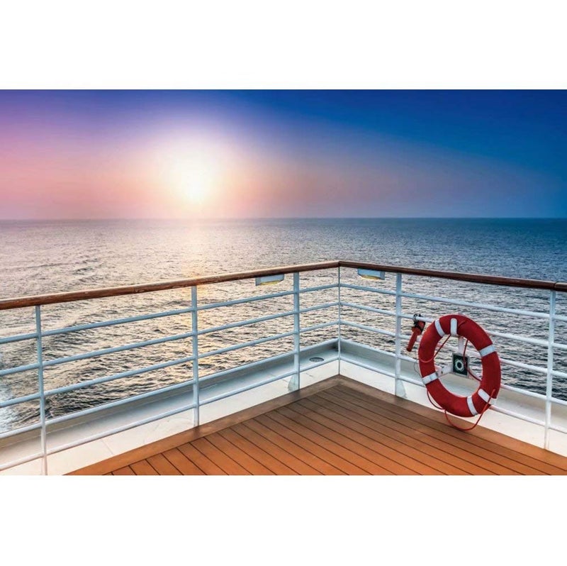 DASHAN 7x5ft Cruise Ship Backdrop Sea Ocean Birthday Party Seawater Sun Cruise Sea Travel Ocean Theme Holiday Portrait Photography Background Kids Adults Marine Sailor YouTube Photo Studio Props - Image 1